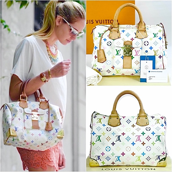 Louis Vuitton White Multicolor Monogram Canvas Speedy 30 Bag Louis Vuitton  | The Luxury Closet